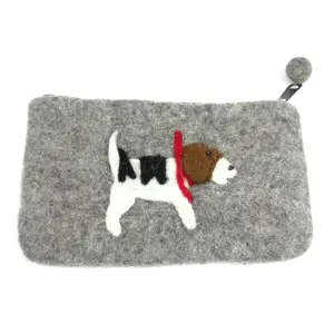 Hand-Crafted Felt Clutch - Jack Russell-Grey-Fair Trade-Global Groove-Nepal