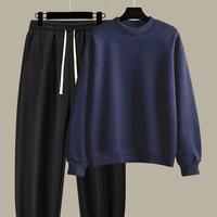 Black pants navy blue sweater
