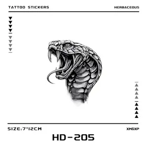 Snake Temporary Tattoo Sticker, Waterproof Long-Lasting 7-15 Days, Semi-Permanent Herbal Tattoo Patch, Realistic Non-Reflective for Men and Women, Sticker Tattoos