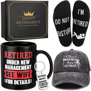 Men's Retirement Gift Set Includes Mug, Baseball Cap, and Socks |   Fun Retirement Gifts |   Includes Keychain |   Comes with Gift Box