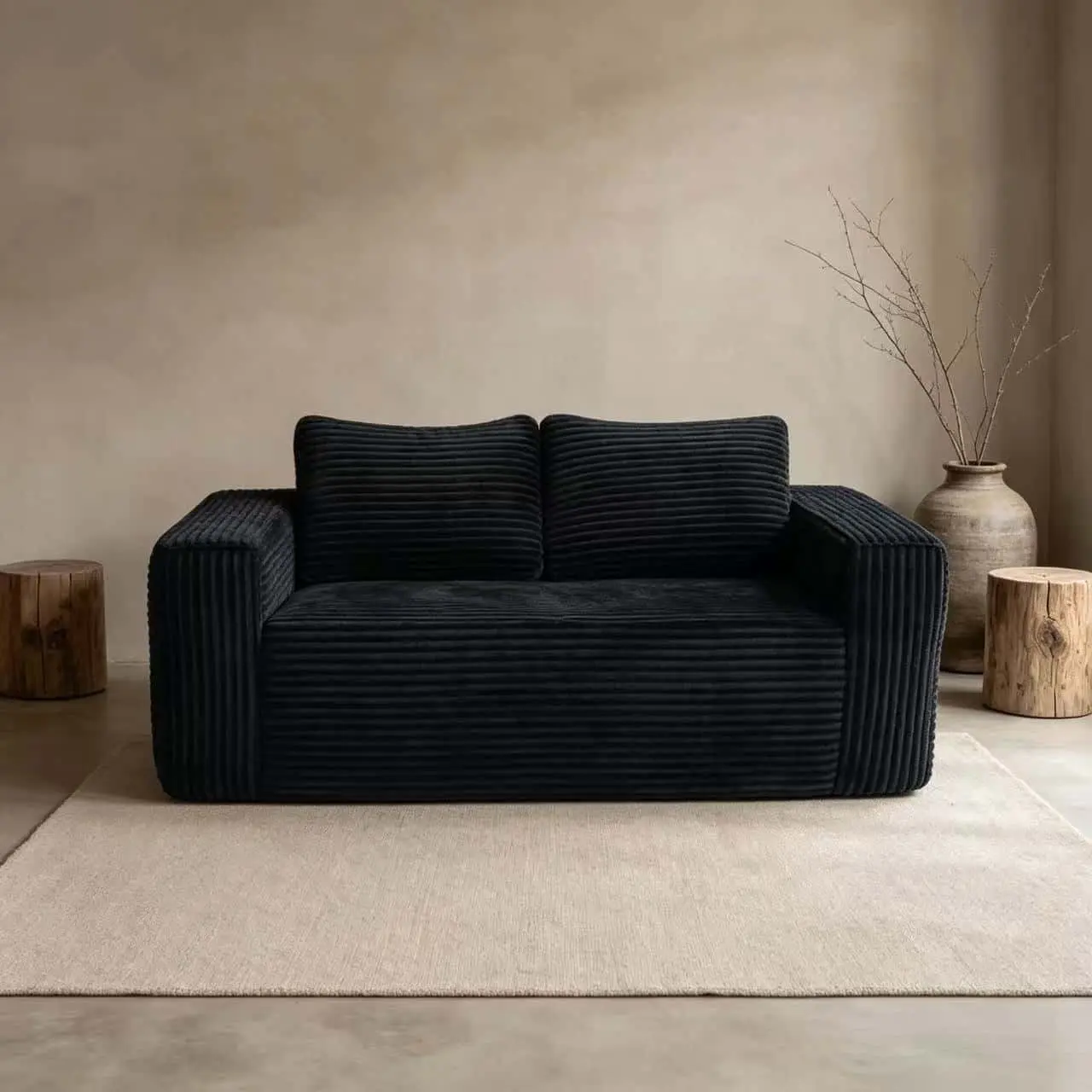 63-inch frameless compression sofa, high-density foam cushion, premium corduroy sofa, comfortable seating for bedrooms, offices, and small spaces