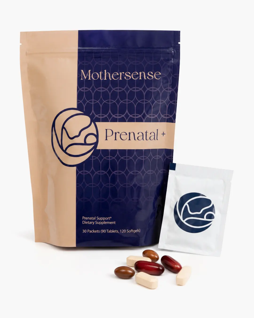 Prenatal Vitamin Daily Packs with 950mg Choline, Methylfolate & DHA, Iron-Free, 30 Sachets, Mothersense