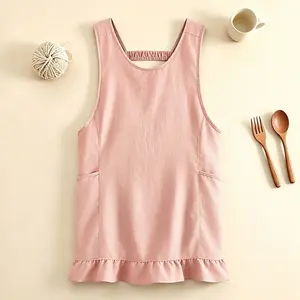 Korean Style Apron for Women, Kitchen Anti-Stain Breathable Workwear, Lightweight Restaurant Apron, Floral Shop Logo Print Waist Apron