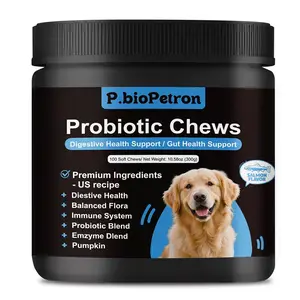 P.bioPetron Probiotics for Dogs Soft Chews for Digestive & Gut Health Supports Nutritional Supplements with Pumpkin Ingredients 100 Soft Chews