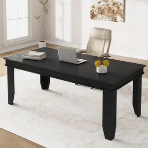 Garvee Farmhouse Executive Desk - Large Home Office Desk with Sturdy Wooden Frame, Ample Legroom, and Dual Workspace for Two Persons - Ideal for Work From Home or Study