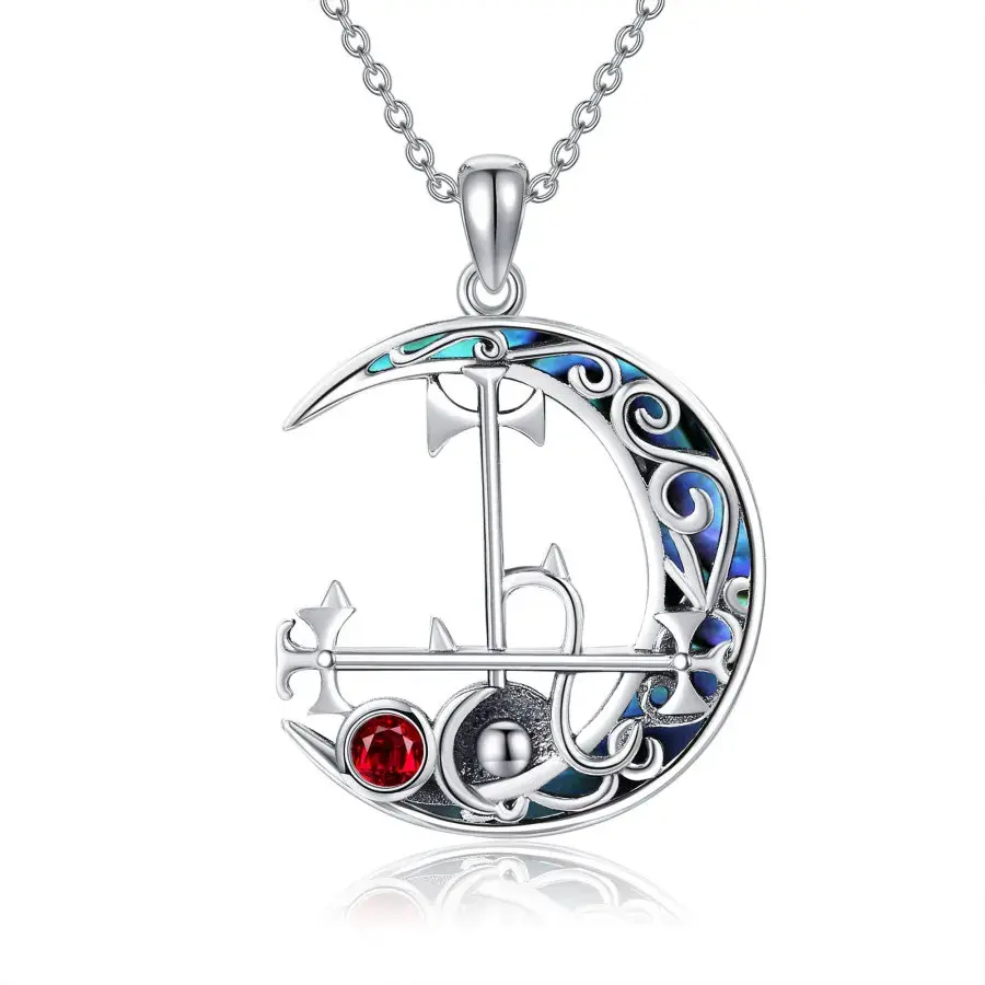 S925  Sigil of Lilith Necklace Sterling Silver Sigil of Lilith Pendant Necklace Gifts for Women Rolo Chain