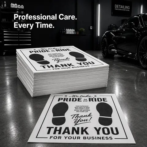 Disposable White Car Paper Floor Mats, Temporary Sticky Protector Covers for Auto Vehicles, Automotive Interior Detailing Wash Accessories,  for service, Car Accessories