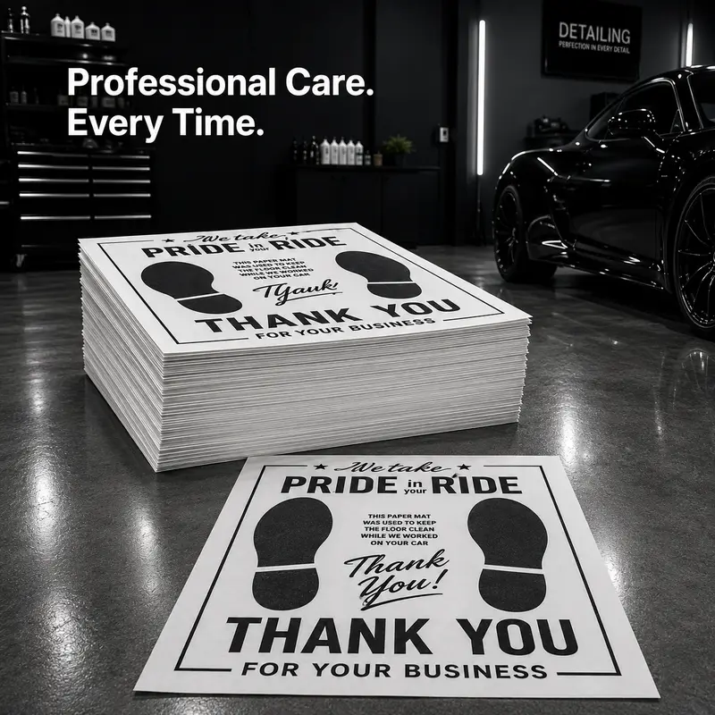 Disposable White Car Paper Floor Mats, Temporary Sticky Protector Covers for Auto Vehicles, Automotive Interior Detailing Wash Accessories,  for service, Car Accessories