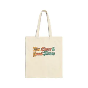 Tan Lines & Good Times Tote Bag | Retro Script Beach Design