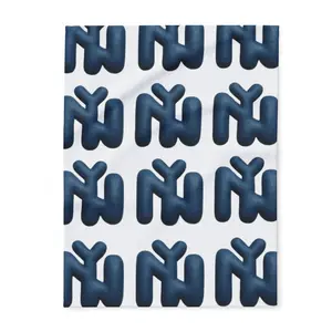 Boho New York Style Puff Letter Blanket | Vintage NYC Baseball Inspired Throw | Neutral Aesthetic Cozy Plush Blanket | Trendy Home Decor