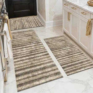 Three-Piece Kitchen Rug Set Non-Slip Washable Abstract Pattern Soft Comfortable for Sinks Floors Entrances Hallways Bathrooms 20x32 20x48 20x59 Inches Laundry mat absorbent room living
