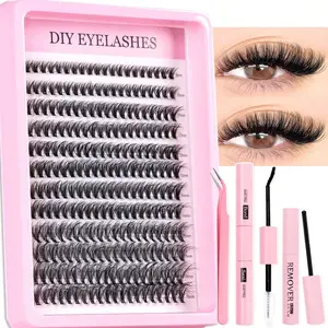 240 Cluster Mixed Length C/d Curl DIY Eyelash Extension Kit, Curl Cluster Lashes, Natural Look, Easy Application, Enhance Eye Makeup