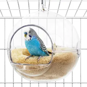 Transparent Chewproof Budgie Bird Breeding Nest for Cage, 360° Clear View Small Parakeet Nest with Washable Pad, Hanging Bird Bed for Lovebirds Budgie, Easy Clean & Quick Setup for Cozy Sleep