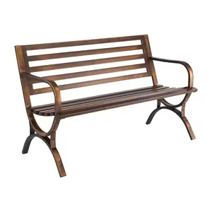 VEVOR Outdoor Bench,  50 inch, Carbon Steel Metal Frame with Slatted Pattern Backrest and Round Edge Armrests, Weatherproof Outside Bench for Patio, Garden, Park, Yard, Front Porch, Antique Bronze
