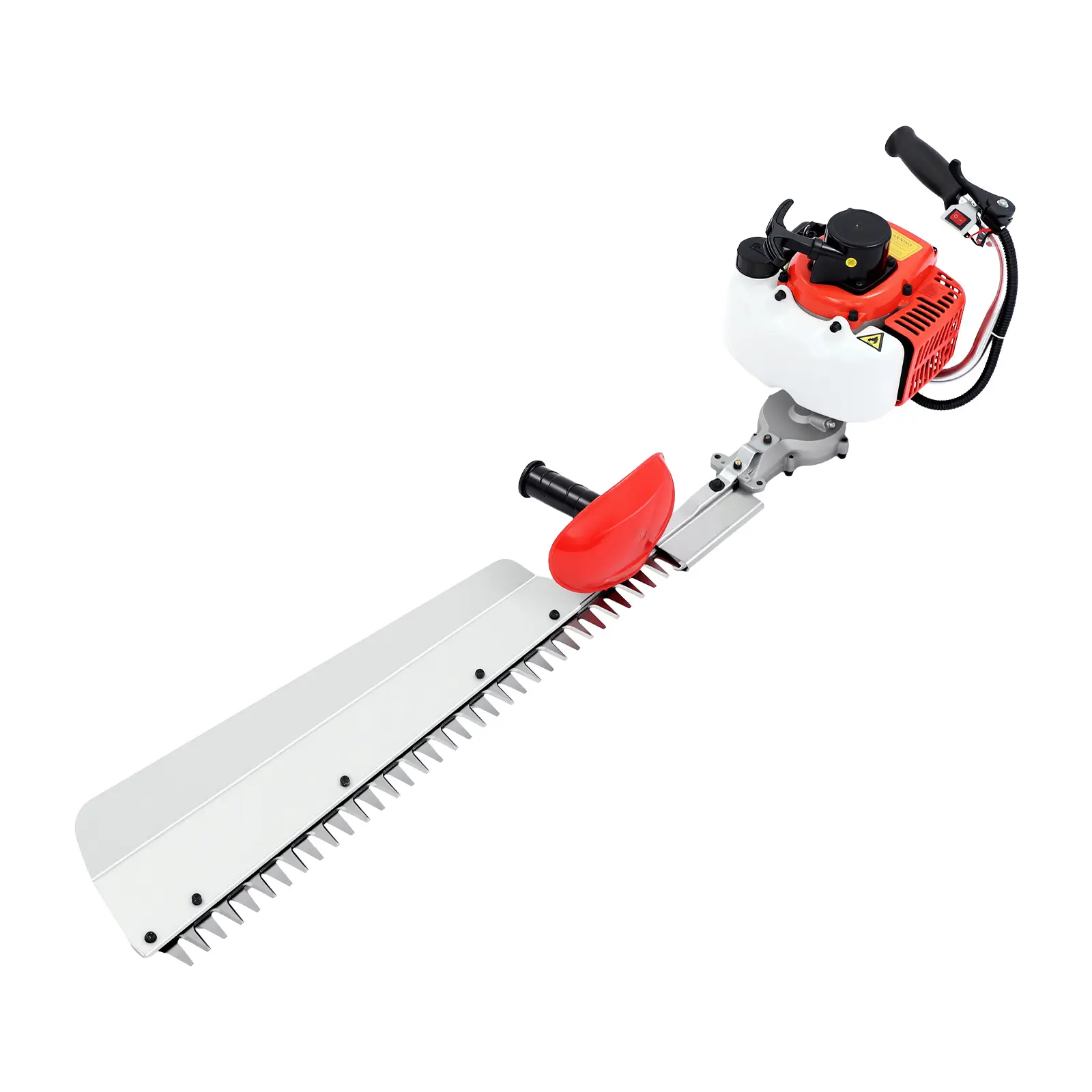 22.5cc Gas Hedge Trimmer 0.65kW, 70cm Single Edged Blade for Garden Shrub Pruning Landscaping, Hand Pull Start, Red Black Silver