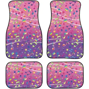 All Weather Carpet Floor Mats Universal Fit Auto Accessories Heavy Duty Backed Car Floor Mats Colorful Music Notes Stars Print ﻿
