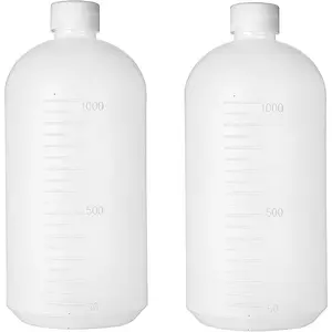 2PCS 1000ml/34oz Plastic Reagent Bottles Small Mouth Graduated Lab Chemical Container Leakproof Sealing Liquid Sample Bottles for Laboratory Science Chemistry Sample Storage