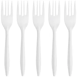 Premium White Plastic Forks Disposable, (100 Ct) Heavy Duty Forks Plastic Disposable