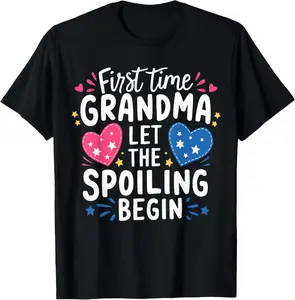 Grandma 1st Time Grandmother First Time Grandma T-Shirt，Casual Women's Short Sleeve ,trendy casual tops,vintage graphic ,Gift,Unisex ,100 cottont shirt Summer Womenswear Birthday Clothes Coat Light Tshirt Soft Sun Vests