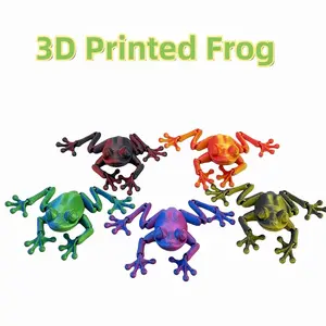 3 Piece Set 3D Printed Frog Toad Figurine Decorations, Home Decor Statue, Jointly Moveable, Standing & Lying Down, Home Office Decoration, Party Gift