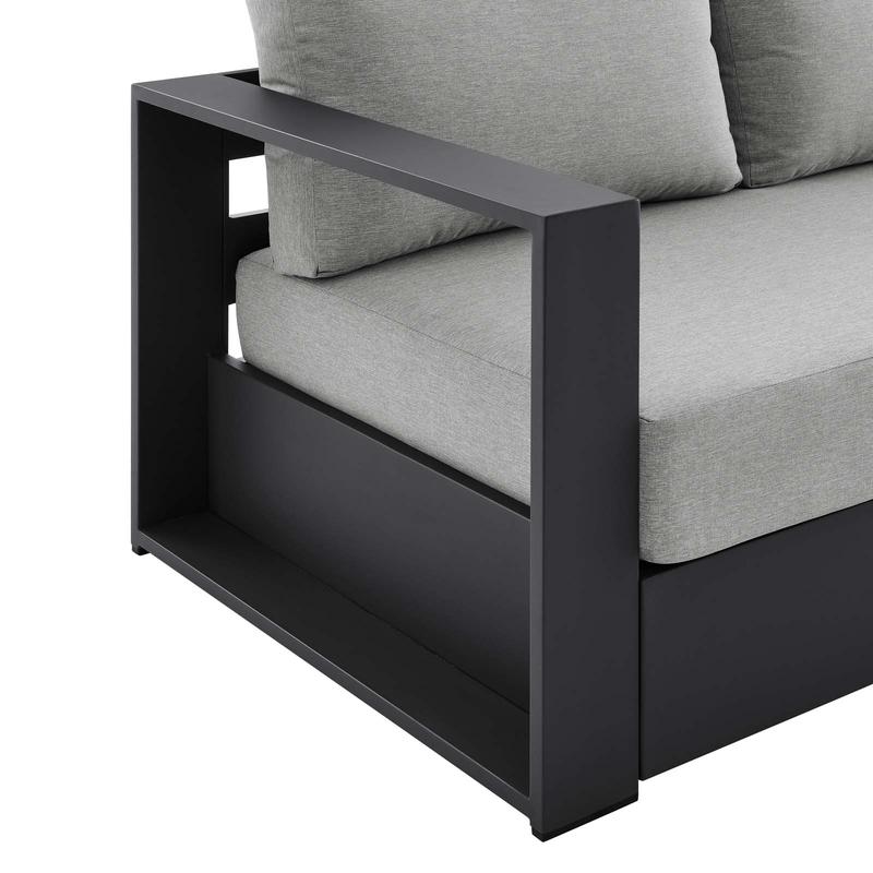 Modway Tahoe Outdoor Patio Powder-Coated Aluminum Sofa in Gray Gray