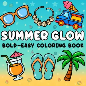 Summer Glow Coloring Book for Adults and Kids - Bold, Easy, Relaxing Designs with Thick Lines (Educational Arts & Crafts Activity Book)