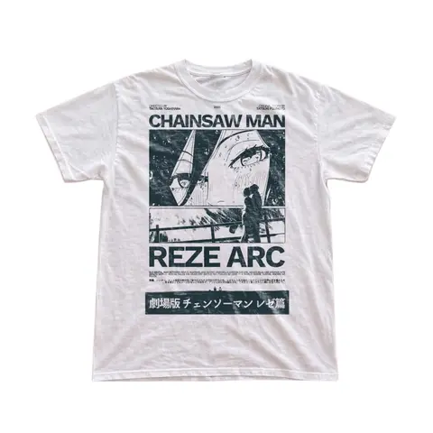 Gildan Men's and Women's T-Shirt, Vintage Reze Arc Graphic Tee, Chainsaw Man T-Shirt, Unisex Gift Manga Anime Shirt, Gothic Grunge Y2K Emo Scene Amity Affliction Style Clothes Menswear Womenswear Streetwear