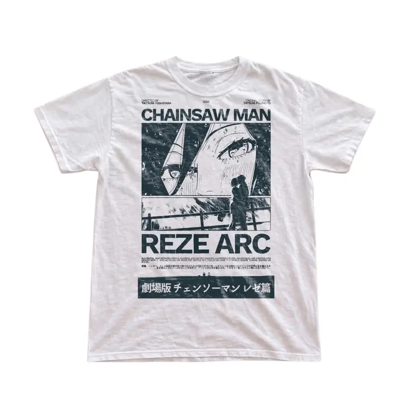 Gildan Men's and Women's T-Shirt, Vintage Reze Arc Graphic Tee, Chainsaw Man T-Shirt, Unisex Gift Manga Anime Shirt, Gothic Grunge Y2K Emo Scene Amity Affliction Style Clothes Menswear Womenswear Streetwear