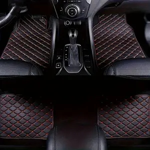 4 pieces of PU leather car floor mats - Universal waterproof front and rear car carpets made of leather - Car carpet accessories for interior - Durable and easy to clean Automotive floor mats - Car Accessory