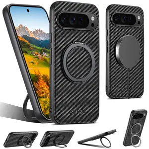 SUTENI Faux Leather Mobile Phone Case Magnet Wireless Charging 360° Rotating Stand Ring Buckle For Google Pixel 10ProXL 9 8A 7 6 For Unisex Relatives Friends and Elders Holiday Gift