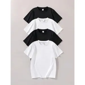 1pcs/Set Boys' Basic Casual College Style White T-Shirts, Suitable For Leisure & Sports, Can Be Layered Or Paired