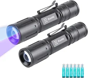 2 Pack 365 395nm Dual uv Flashlight for pet Urine Detection UV Dual Wavelength Flashlight with Black Light for Uranium Glass Rocks Scorpion Bathroom Stains Detection UV Light for Minerals