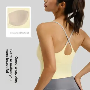 New nude high elastic yoga underwear fitness shock-proof fixed cup sports vest women
