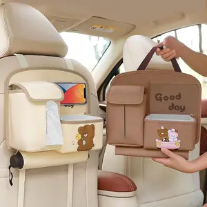 Cartoon Bear Pattern Car Seat Back Storage Bag, Multifunctional Car Seat Back Hanging Bag, Car Interior Storage Bag, Car Accessories
