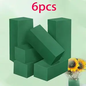 6 Pack Green Floral Foam Blocks Suitable for Flower Arrangements, Wet & Dry Florist Foam Sheets for Fresh/Cooked Styrofoam Base for Weddings, Parties, Decor - Compatible for Fresh & Artificial Flowers