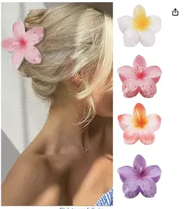 Flower Hair Claw Clips-4PCS for Thick Hair,Strong Hold Nonslip,Hawaiian,Cute Large Clips,Banana Clip for Thin,Hair Accessories