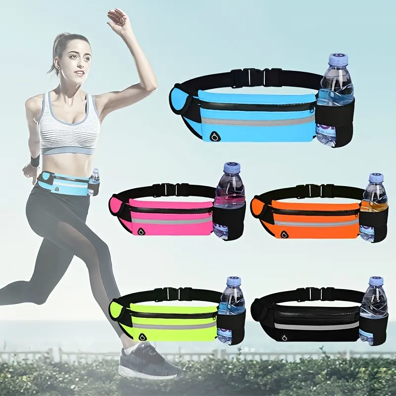 YYW1 Polyester Fiber Waist Wear - Reflective Strips, Bottle Holder, Water-Resistant Pouch for Outdoor Jogging & Fitness Sports