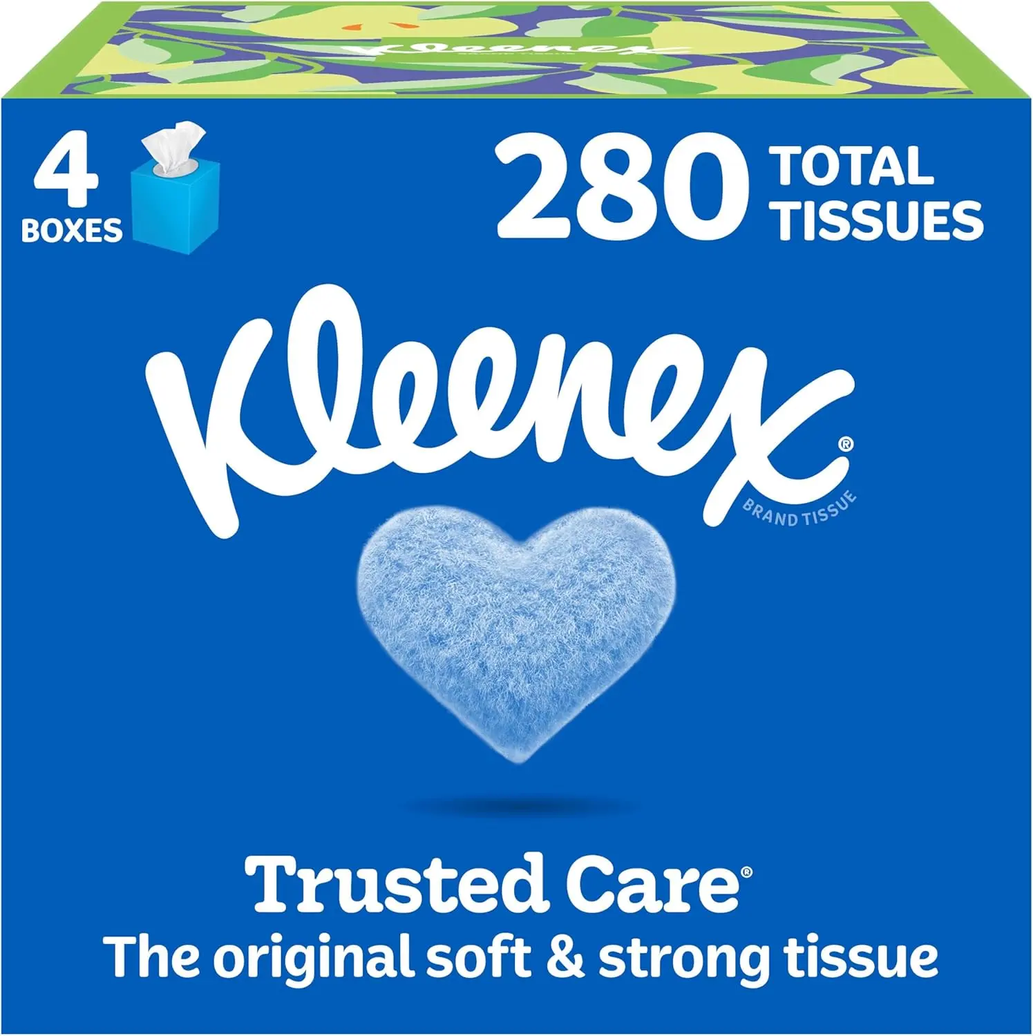 Kleenex Trusted Care Facial Tissues, 4 Cube Boxes, 70 Tissues per Box