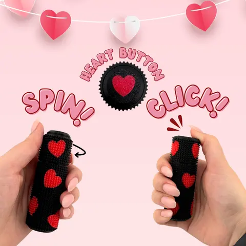 Little Ouchies Spikie Orbit Spin Click Love Bug Compact Keychain - Romantic Anxiety Fidgets, Sensory Products, ADHD Finds, Cute Fidgets Stim Tool with Moderate Texture, Spin & Click Functionality