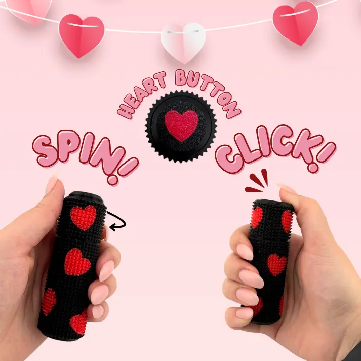 Little Ouchies Spikie Spin Click Love Bug Compact Keychain - Romantic Anxiety Fidgets, Sensory Products, ADHD Finds, Cute Fidgets Stim Tool with Moderate Texture, Spin & Click Functionality