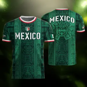 Custom Name Mexico Aztec Green Soccer Jersey | Personalized Cultural Pride Graphic T-Shirts Menswear Top