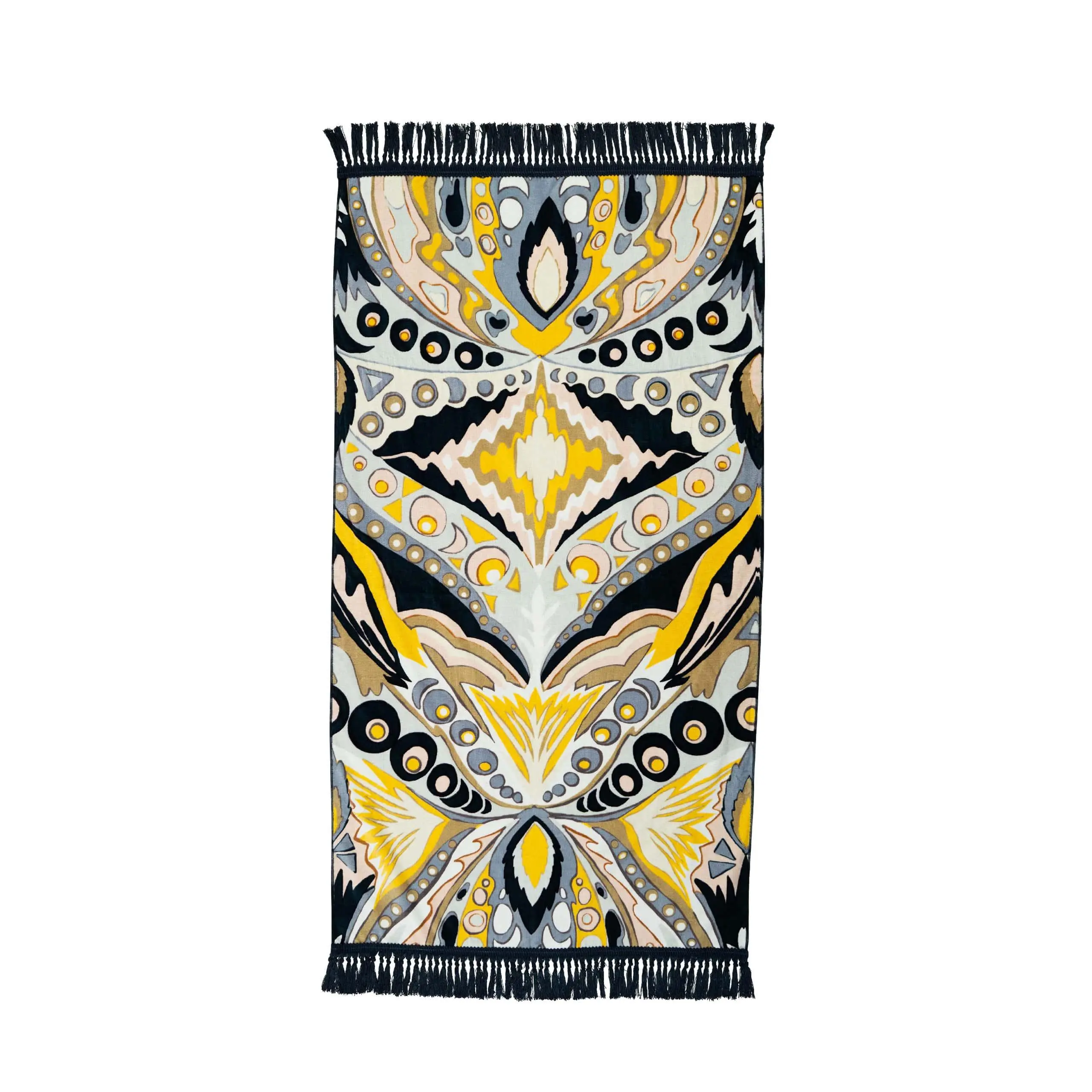 Unisex Personal Luxury Fringe Cotton Beach Towel - Archive Edition, Collaboration Logo, Full Size, Water-Absorbent Print, Premium Bathroom Home Supply with Fun Elements