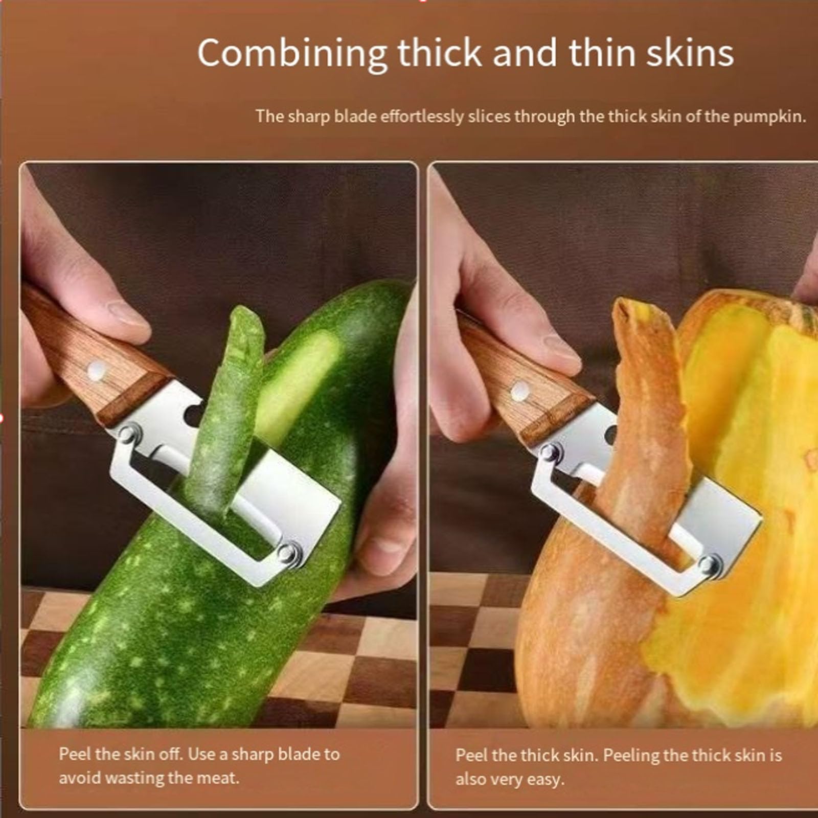 Wooden-Handled Stainless Steel Sharp Peeler with Built-In Bottle Opener for Fruits & Vegetables Ergonomic Non-Slip Handle Long-Lasting Construction Essential Kitchen Tool