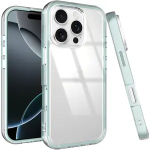 Clear 2 in 1 Phone Case for iPhone 16 15 14 Plus 13 12 Pro Max Case, Anti-Yellowing, Military-Grade Protection, Drop Shockproof Slim Phone Cover Airbag Anti Fall Design, Shockproof Soft TPU Phone Cases