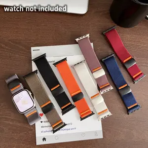 Apple Watch Band Elastic Nylon Magnetic Buckle Fashion Casual Strap 42/44/45/46/49mm/38/40/41mm for Apple Smartwatch Series Ultra Se S1-S11