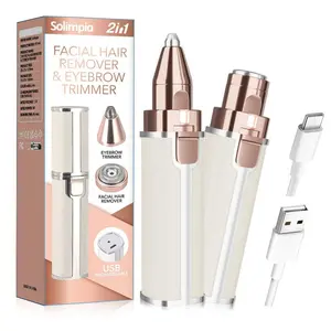 Electric Eyebrow Trimmer, 1 Set Portable 2 in 1 Facial Hair Remover, Lip Facial Body Hair Removal Tool with LED Light, Facial Hair Care Tool,