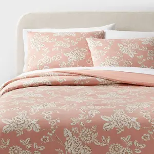 King Floral Print Duvet and Sham Set Light Pink - Threshold