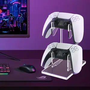 Transparent Acrylic Game Controller Stand, Dual Layer Storage Rack for Ps5/xbox/switch Pro, Dust-Proof Display Shelf, Desktop Organizer
