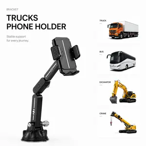 Heavy-Duty Truck Phone Mount for Men, Adjustable Long Arm Suction Cup Holder for Semi Trucks, RVs, Gift for Dad