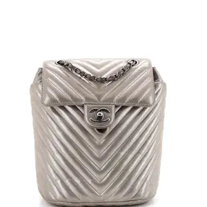 Pre-owned CHANEL Leather Backpacks Urban Spirit Backpack Chevron Iridescent Calfskin Small by Rebag